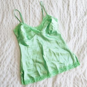 La Vie En Rose Silky Green Slip Top